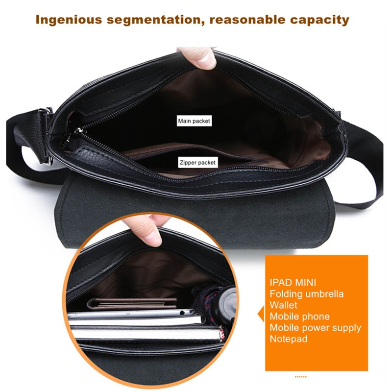 Fashion Men's Handbag Shoulder Bag Vintage PU Leather Retro Messenger Bag Stylish Casual Male Crossbody Shoulder Bags