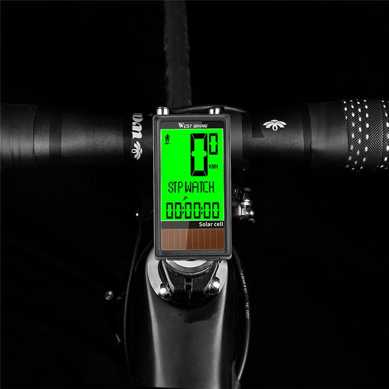 Bike Computer Wireless Solar Energy Cycling Odometer Speedometer Multifunction Bicycle Stopwatch With 5 Languages