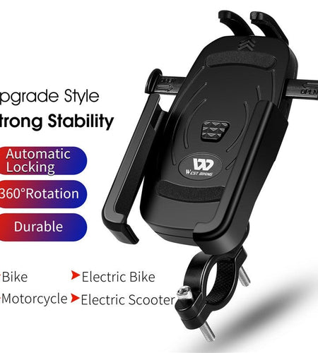 Universal Bike Phone Holder Alloy Rotatable Cycling Smartphone Mount Stand Motorcycle Electric Bicycle Phone Holder