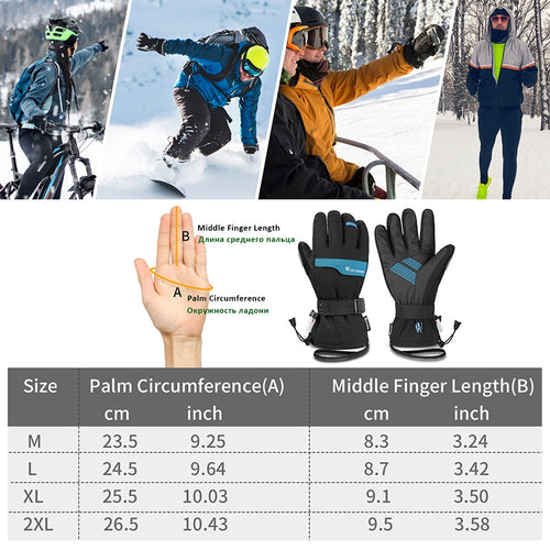 Load image into Gallery viewer, 2 Pairs Suit Ski Gloves Winter Super Warm 3M Thinsulate Snowmobile Touch Screen Motorcycle Cycling Sports Gloves
