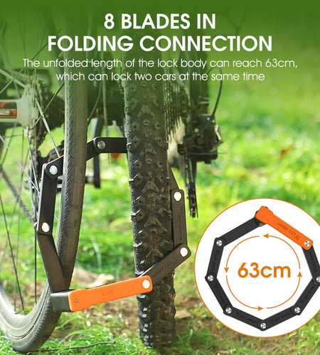 Foldable Bicycle Lock Security Anti-theft Cycling Lock MTB Road Bicycle Accessories Scooter Electric Bike Chain Lock
