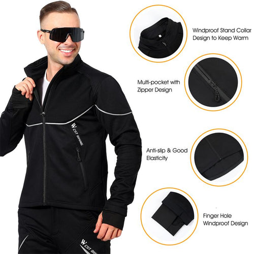 Load image into Gallery viewer, Winter Cycling Jacket Windproof Thermal Fleece Men&#39;s Bike Jersey MTB Road Bicycle Riding Running Snowboarding Coat
