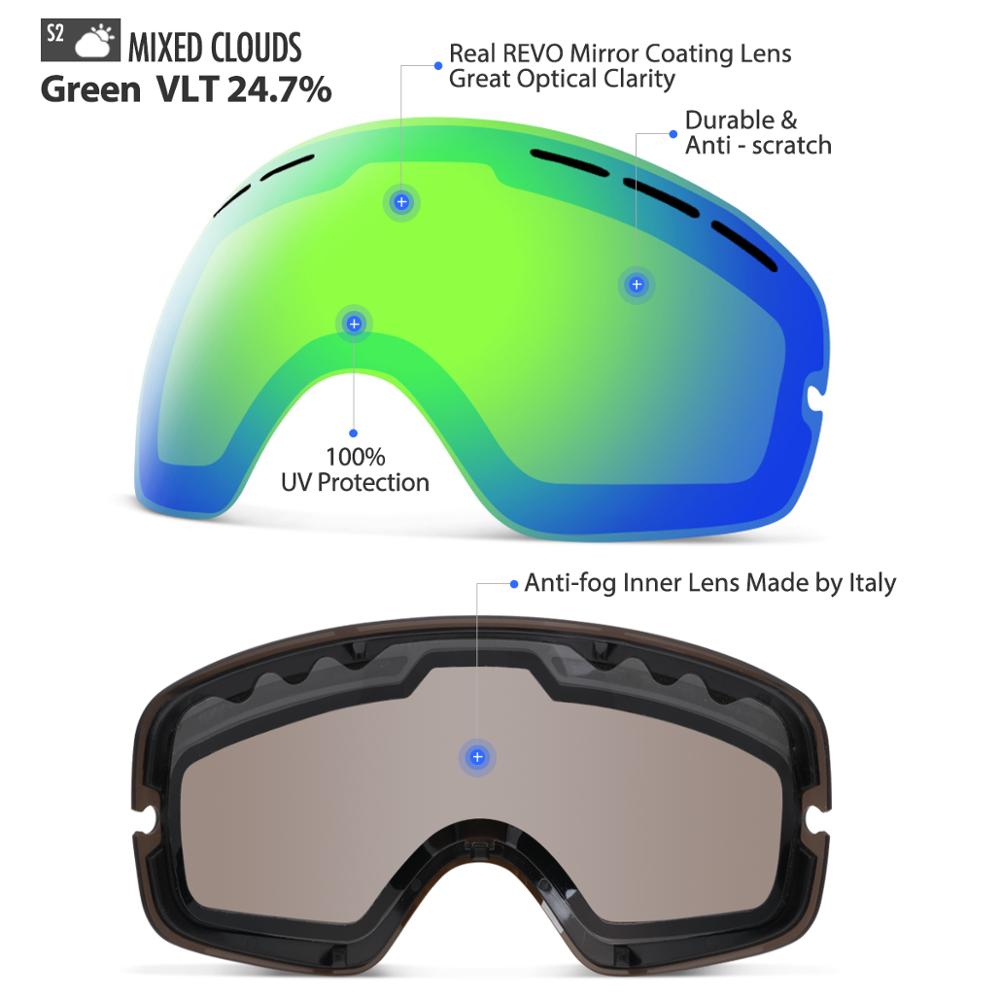 Kids goggles Replacement Lens Only Small Size Children Double anti-fog UV400 Skiing Girls Boys For Snowboard goggles For GOG-243