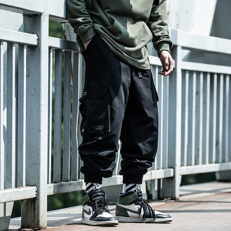 Men's Jogger Streetwear Tactics Cargo Pants Fashion Hip Hop Joggers Solid Color Trousers Sweat Pants DG418