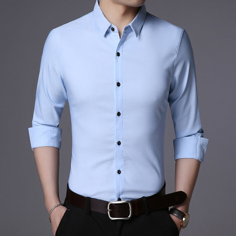 Fashion Brand Designer Shirt Men Dress Shirts Slim Fit Streetwear Long Sleeve Korean High Quality Casual Men Clothes