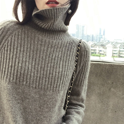 Load image into Gallery viewer, Winter Thick Warm Women Turtleneck Pullover Sweater Fashion Loose Long Sleeve Autumn Knitted Jumper Large Size Sweater Coat
