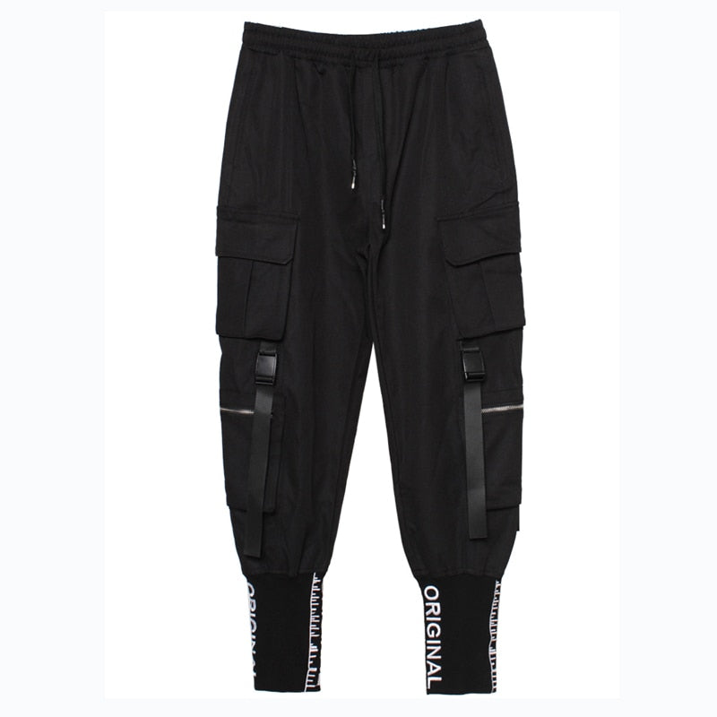 Tactical Functional Cargo Pants Joggers Men Black Multi-pocket Trousers Hip Hop Streetwear Elastic Waist Pants Techwear WB506