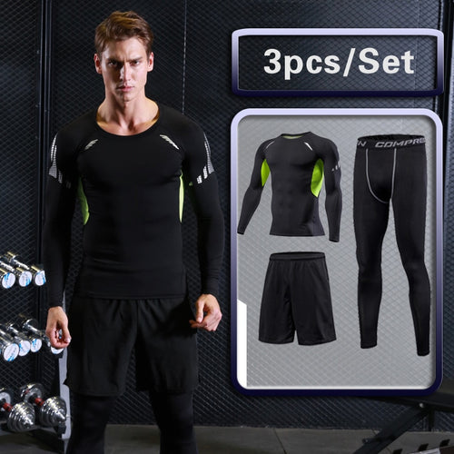 Load image into Gallery viewer, Running Set for Men Sports Suits Tight Sportswear Jogging Training Clothing Fitness Compression Gym Tracksuit MMA
