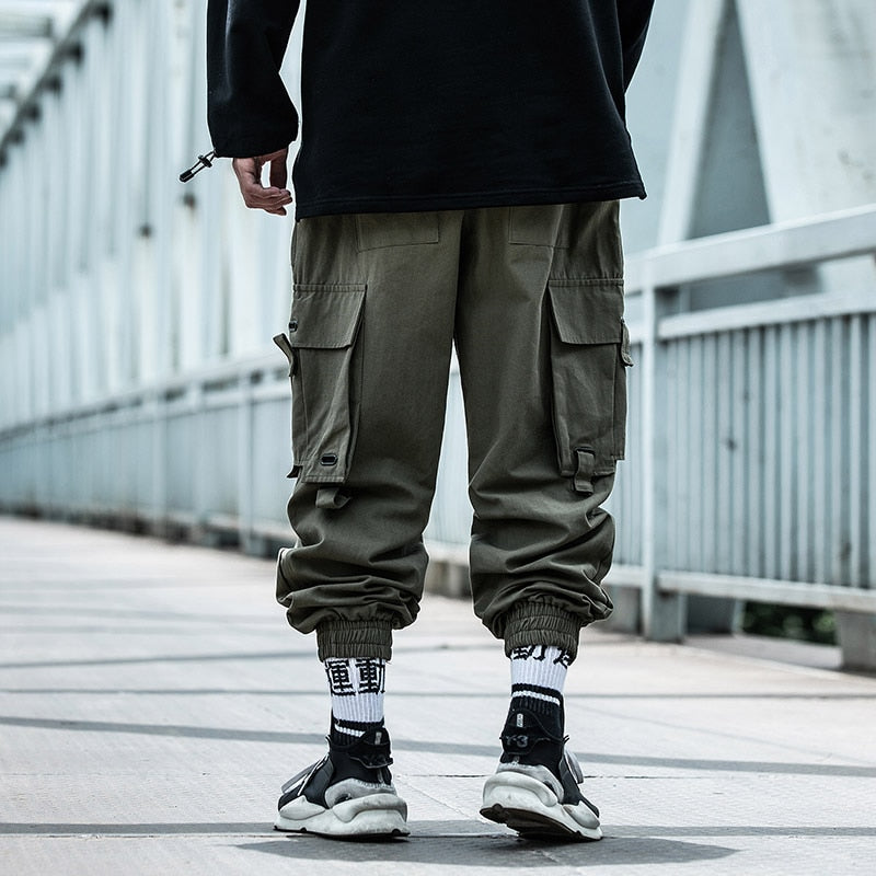 Men's Jogger Streetwear Tactics Cargo Pants Fashion Hip Hop Joggers Solid Color Trousers Sweat Pants DG418