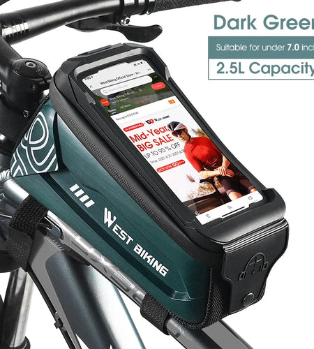 2.5L Bicycle Bag Waterproof Bike Frame Bag Touchscreen 7.0 inch Phone Case Cycling Bag MTB Road Bike Accessories