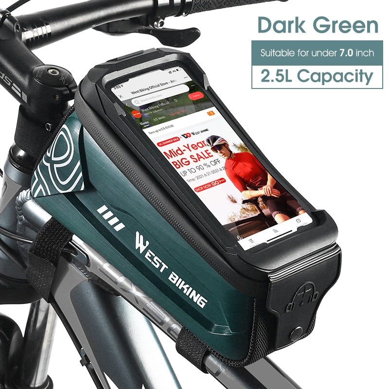 2.5L Bicycle Bag Waterproof Bike Frame Bag Touchscreen 7.0 inch Phone Case Cycling Bag MTB Road Bike Accessories