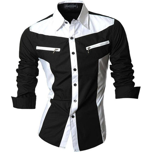 Load image into Gallery viewer, Two Color Accent Casual Slim Fit Modern Long Sleeve Shirt 8371
