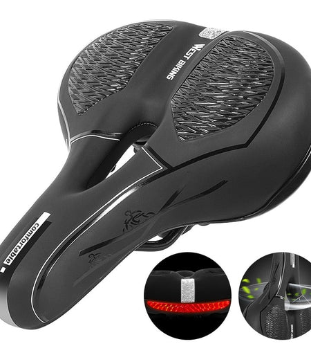 Bicycle Saddle MTB Bike Seat Waterproof Soft Seat Cushion Bike Accessories PVC Steel Hollow Wide Cycling Saddles