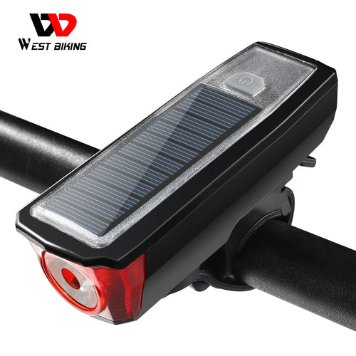 Load image into Gallery viewer, 2000mAh Bicycle Light Solar Power USB Rechargeable LED Cycling Headlight Waterproof 120dB Bike Horn Warning Lamp
