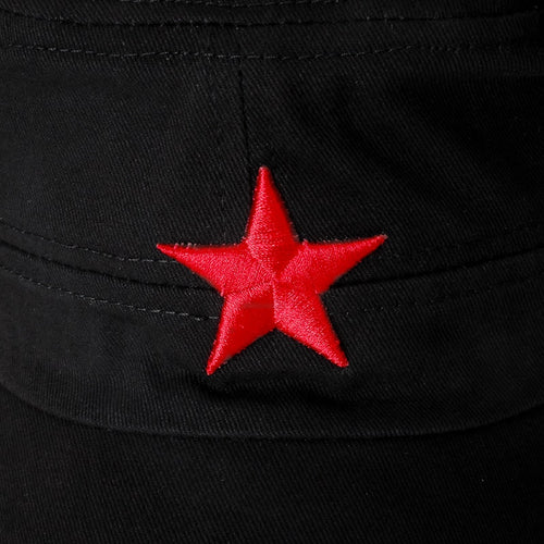 Load image into Gallery viewer, Military Caps For Men Adjustable Cadet Army Hat Red 5-Pointed Star Embroidery Flat Top Cap

