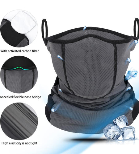 Summer Cycling Face Cover Ice Silk Bike Headwear With Activated Carbon Filter PM 2.5 Anti-Pollution Sports Scarf