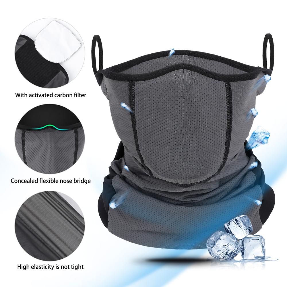 Summer Cycling Face Cover Ice Silk Bike Headwear With Activated Carbon Filter PM 2.5 Anti-Pollution Sports Scarf