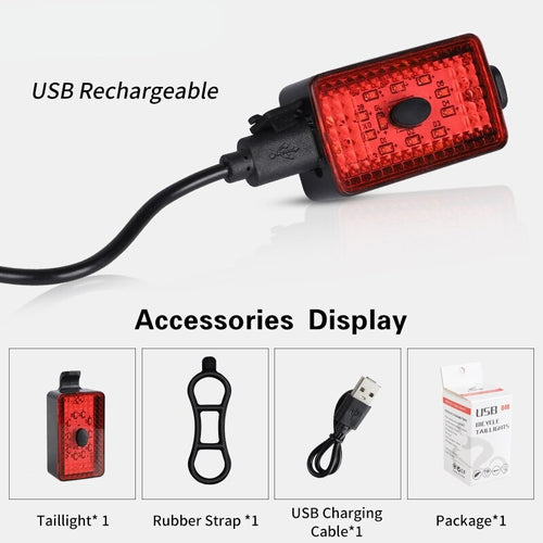 Load image into Gallery viewer, Mini Bicycle Lights Safety Warning Cycling Rear Flashlight Bike Taillight Waterproof Led USB Chargeable Mountain Bike Tail-lamp
