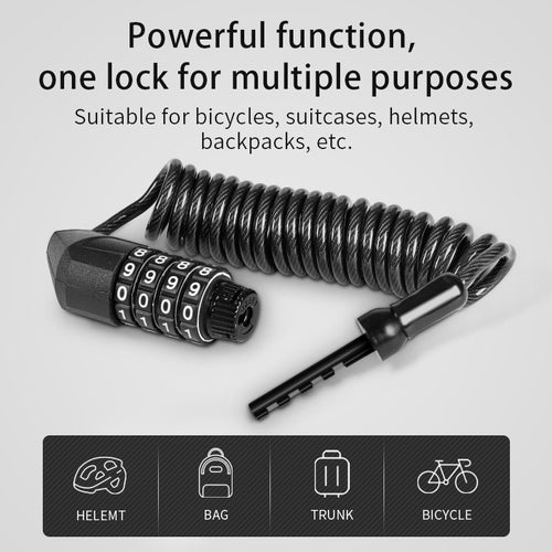 Load image into Gallery viewer, Bicycle Helmet Lock 4 Digit Password Mini Anti-theft Bike Lock For Motorcycle Bicycle Scooter Cycling Bag Cable Lock
