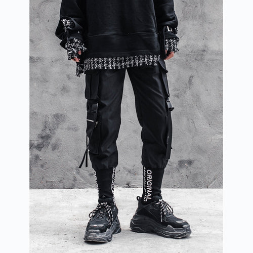 Load image into Gallery viewer, Tactical Functional Cargo Pants Joggers Men Black Multi-pocket Trousers Hip Hop Streetwear Elastic Waist Pants Techwear WB506
