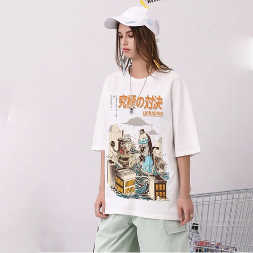 Load image into Gallery viewer, Hip Hop Streetwear Harajuku T Shirt Girl Japanese Kanji Print Tshirt 2022 Men Summer Short Sleeve T-Shirt Cotton Loose Tops Tees
