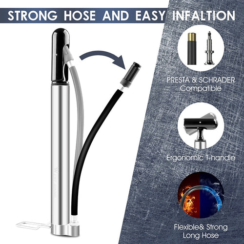 Load image into Gallery viewer, 120 PSI MTB Road Bicycle Pump Long Hose Cycling Air Inflator Schrader Presta Valve MTB Road Bike Tire Alloy Pump
