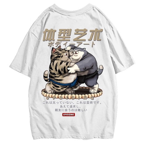 Load image into Gallery viewer, Men&#39;s fashion old man printing men&#39;s t-shirt short-sleeved T-shirt casual high street T-shirt street clothing fat cat sumo
