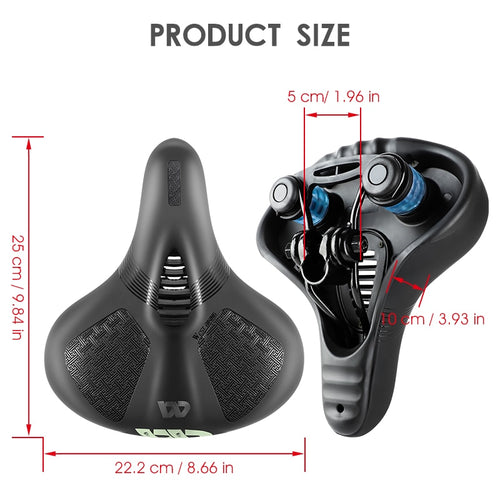Load image into Gallery viewer, Wide Soft Bicycle Saddle Hollow Shock Absorption Mountain Bike Seat Breathable Reflective Waterproof Cycling Cushion
