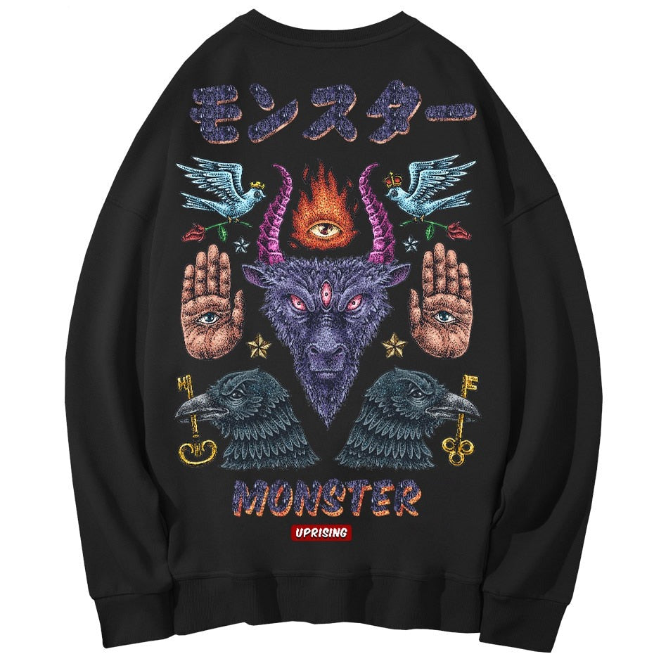 Hoodies, Sweatshirts Monster long-sleeved street fashion brand personality joint hip-hop motorcycle popular