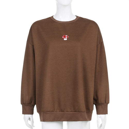 Load image into Gallery viewer, Brown Casual Hoodies Fashion O Neck Print Sweatshirt Spring Autumn Pullover Long Sleeve Sweat Shirt Korean Streetwear New
