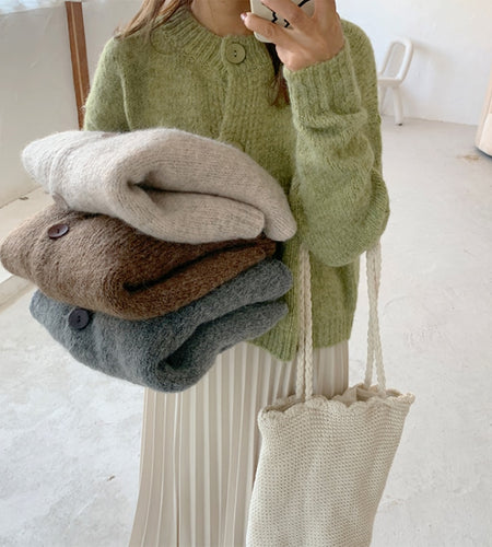 Loose Women Cardigan Sweater Casual O Neck Loose Knitted Jacket Long Sleeve Korean Fall Button Up Female Short Sweater Coat