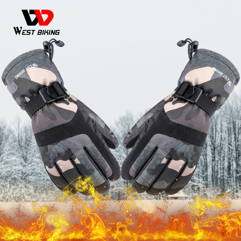 Winter Thermal Gloves Cycling Skiing Full Finger Gloves Outdoor Sports Waterproof Touch-screen Ski Snow Gloves