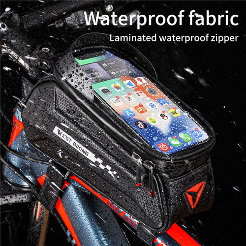 Load image into Gallery viewer, Waterproof Bicycle Bag Front Frame Touch Screen Phone Bag MTB Road Bike Saddle Bag Reflective Cycling Accessories
