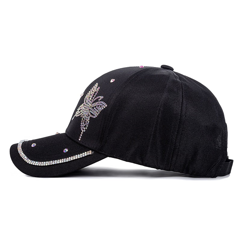 Fashion Women's Hat Butterfly Star Diamond Baseball Cap Female Outdoor Adjustable Streetwear Cap