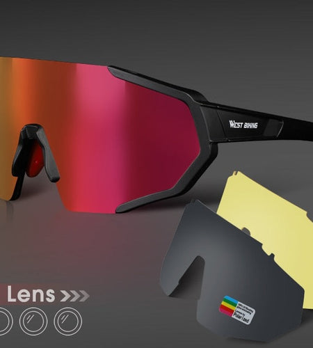 Professional Polarized 3 Lens Cycling Glasses MTB Road Bike Sport Sunglasses Bike Eyewear UV400 Bicycle Goggles