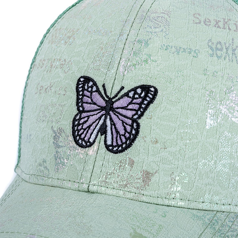 Stylish Women Cap Summer Trucker Hats For Women Fashion Butterfly Embroidery Baseball Cap Outdoor Streetwear Hat Cap