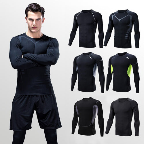 Load image into Gallery viewer, Quick Dry Men Running Compression T Shirt Fitness Tops Breathable Gym Sport Clothing Male Golf Sweatshirt Outdoor Workout
