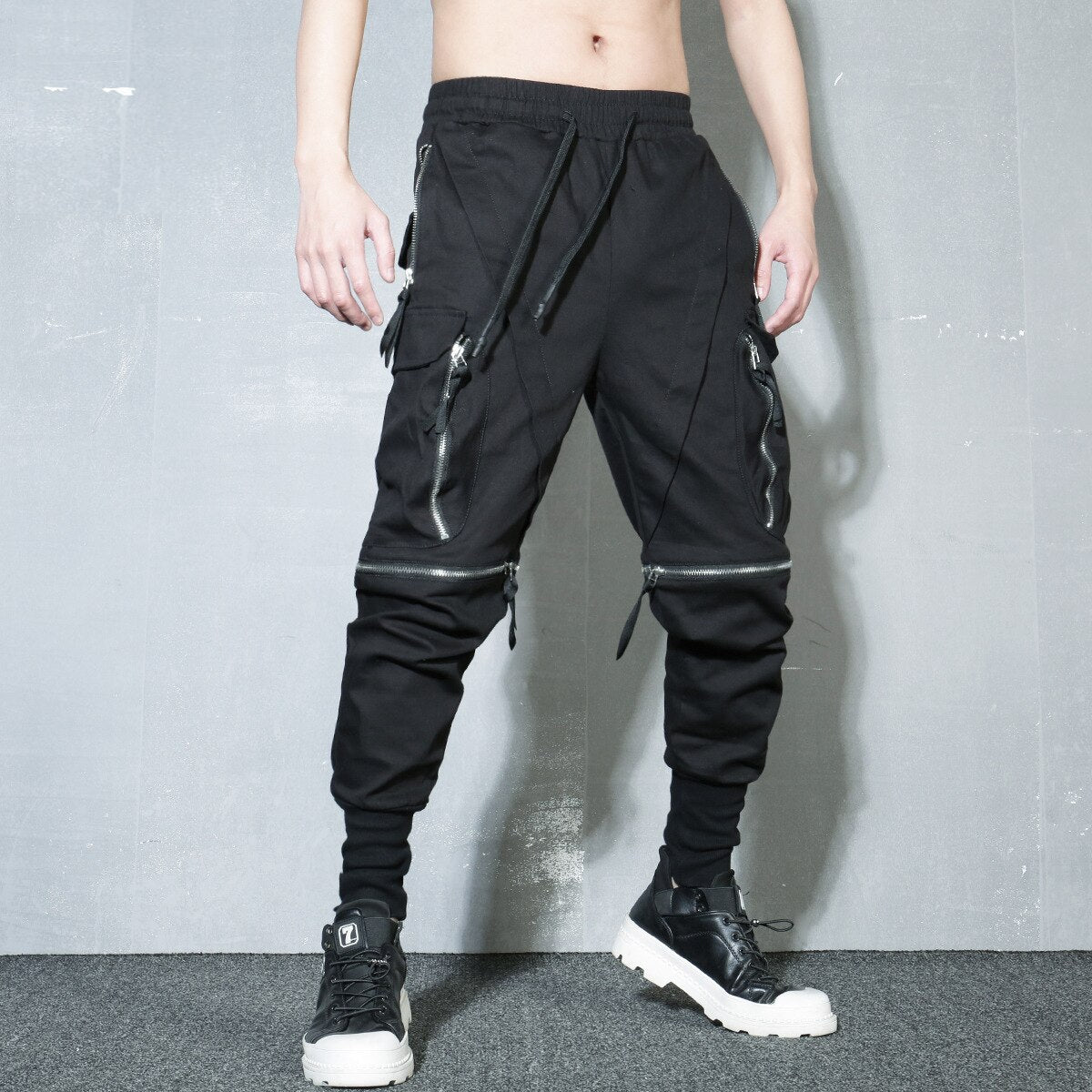 Detachable Multi-Pocket Cargo Pants Men Harajuku Hip Hop Streetwear Joggers Trousers Man Elastic Waist Techwear WB377