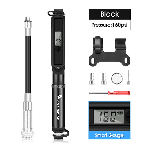 Load image into Gallery viewer, 160PSI High Pressure Bike Pump LCD Digital Gauge Hose MTB Road Bicycle Schrader Presta Valve Portable Cycling Pump
