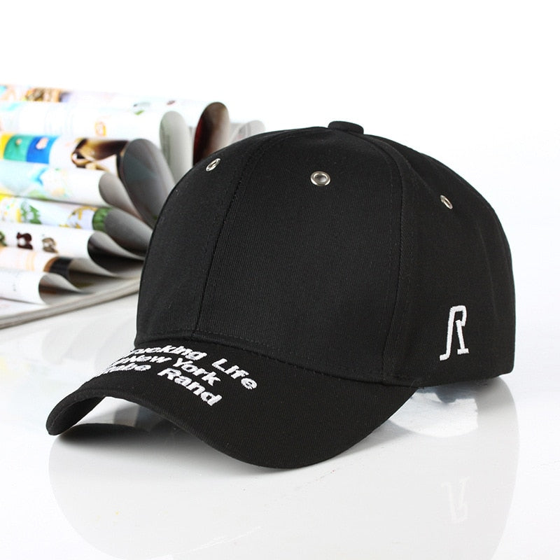 Fashion letter Embroidery black White Cap Cotton Snapback Hats For Men Women Hip Hop Fitted Baseball Caps
