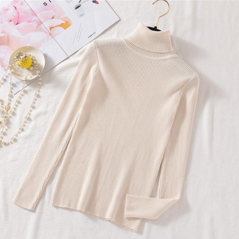 Pullovers Women Turtleneck Sweaters Fashion Spring Long Sleeve Female Jumper Autumn Korean Basic Top Soft Knitted Sweater