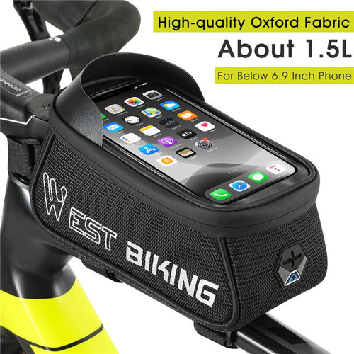 Load image into Gallery viewer, MTB Road Bicycle Bag Sensitive Touch Screen Bike Phone Bag Front Frame Reflective Cycling Accessories Panniers

