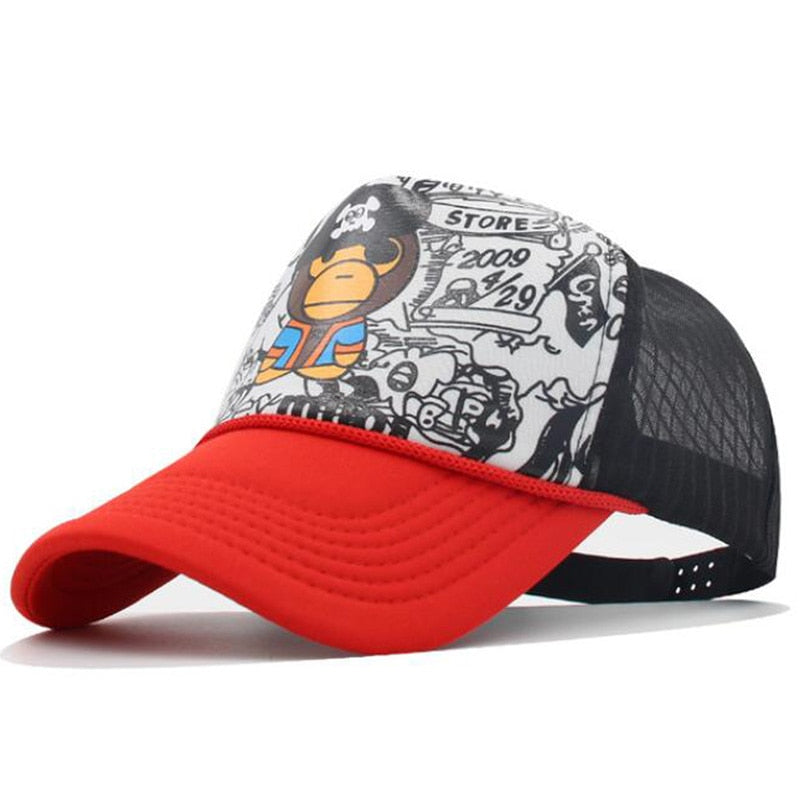 Children's hat cartoon mesh baseball caps baby boys and girls summer shade breathable cap kids sun protection hats