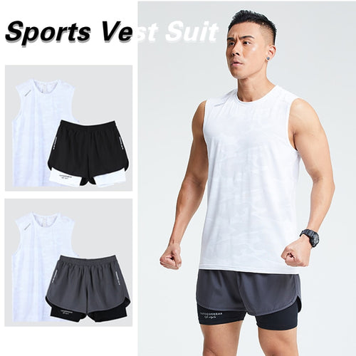 Load image into Gallery viewer, Gym Clothes Men Sport Suits Running Sets Compression Fitness T-shirts Quick Drying Sportswear Sets Jogger Vest+Shorts
