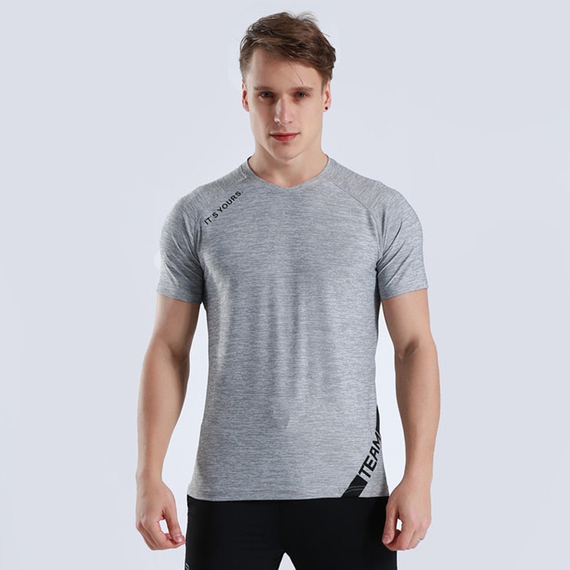 Men Gym Fitness Short Sleeve Top T-Shirt Male Running Sweatshirt  Exercise Jogging Sportswear Compression Sport Clothes Rashgard