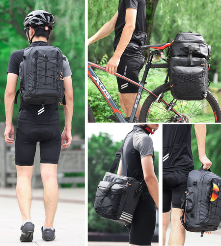 3 In 1 Cycling Pannier 48L Large Capacity Bicycle Bag Waterproof MTB Mountain Bike Rear Seat Trunk Bags Backpack