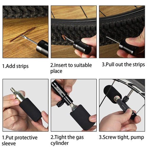 Load image into Gallery viewer, 2 in 1 Mini Bike Pump CO2 Inflator Bicycle Tubeless Tire Repair Tool Presta &amp; Schrader Valve MTB Cycling Air Pump
