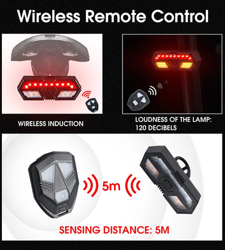 Wireless Remote Bike Taillight LED Turn Signal MTB Bicycle Horn Light Waterproof USB Rechargeable Cycling Rear Lamp