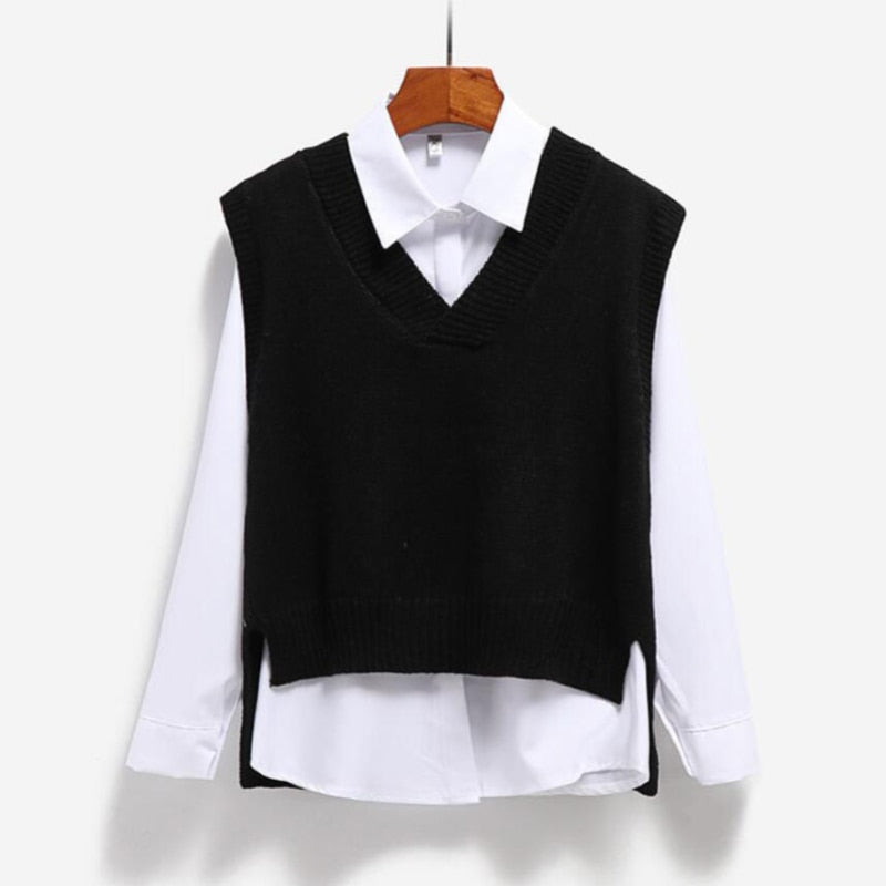 Women Sweater Vest Autumn V-neck Knit Pullover Simple Sweet All-match Jumper Casual Korean Sleeveless Vintage Vest  New