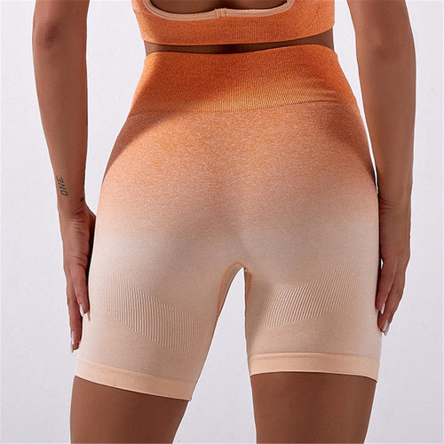 Load image into Gallery viewer, Ombre High Waist Sport Shorts Women Sport Workout GYM Running Yoga Shorts Push Up Hip Super Stretchy Fitness Shorts A014S
